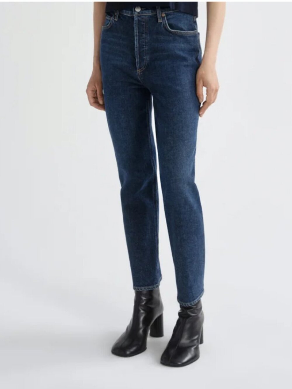 Agolde 90's Pinch Waist Crop Jeans in Blue Size 25 - Picture 2 of 7